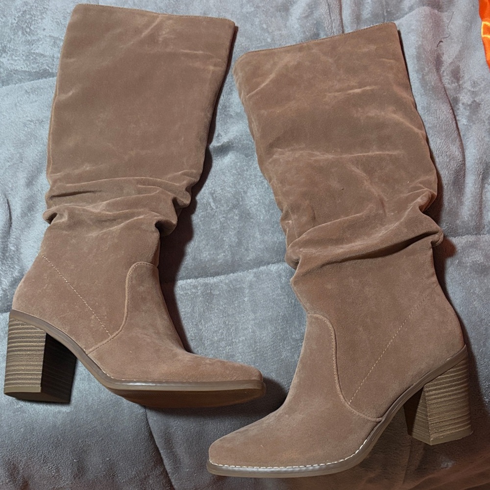 Elegant Brown Suede Knee-High Boots